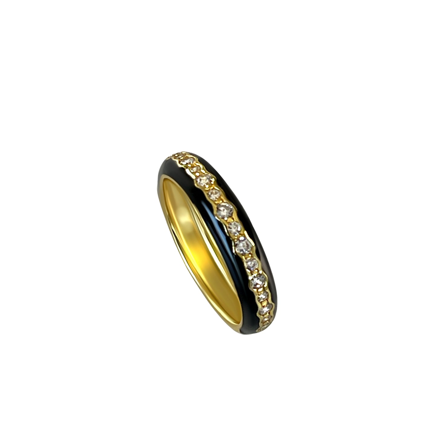 925 Ring Slim in Schwarz