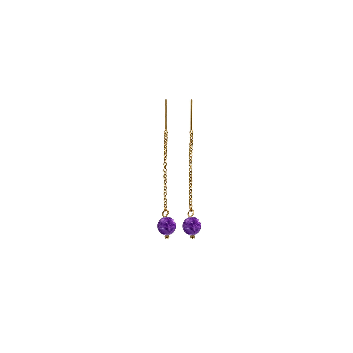 Edelstahl Ohrringe 18K vergoldet mit natürlichen Amethystperlen