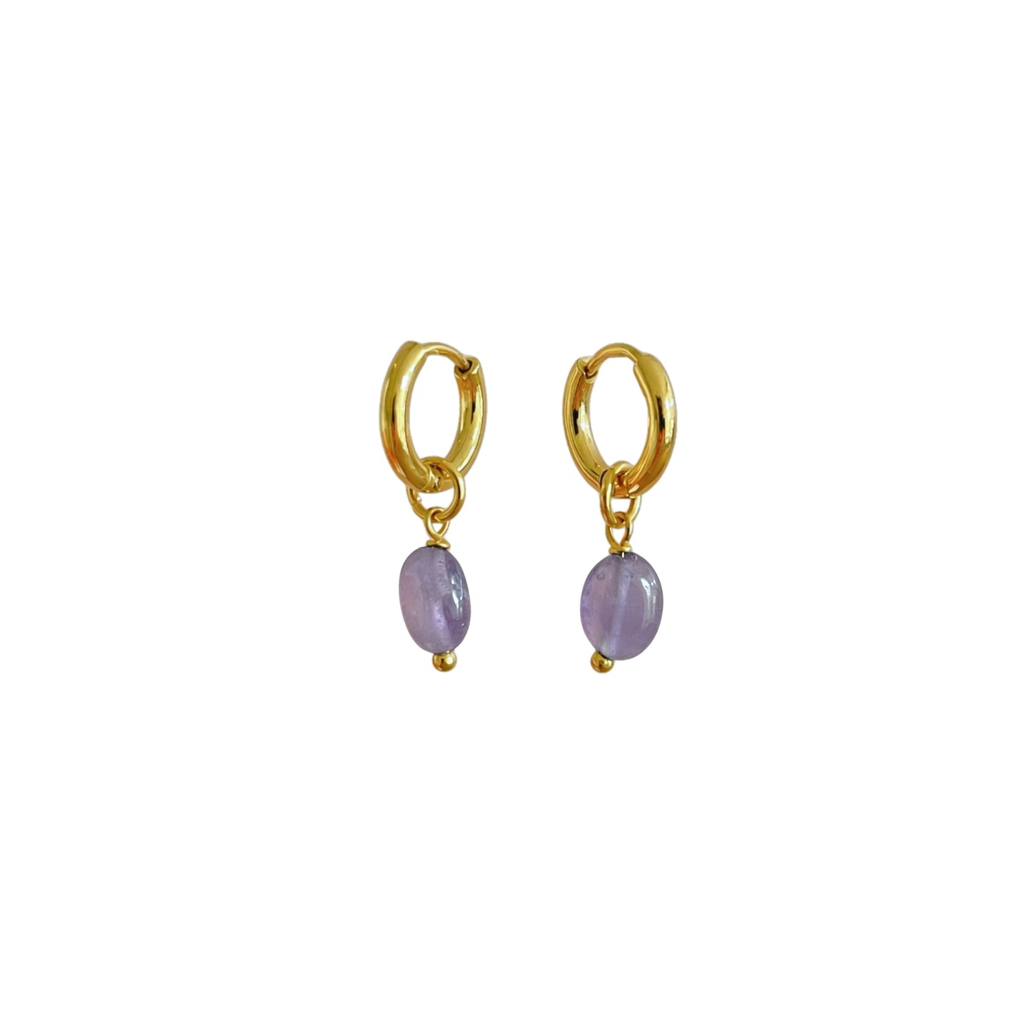 Viola Creolen aus 18K vergoldetem Edelstahl mit violettem Naturstein