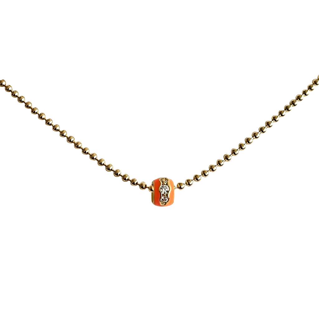 925 Silber Halskette orange Emaille