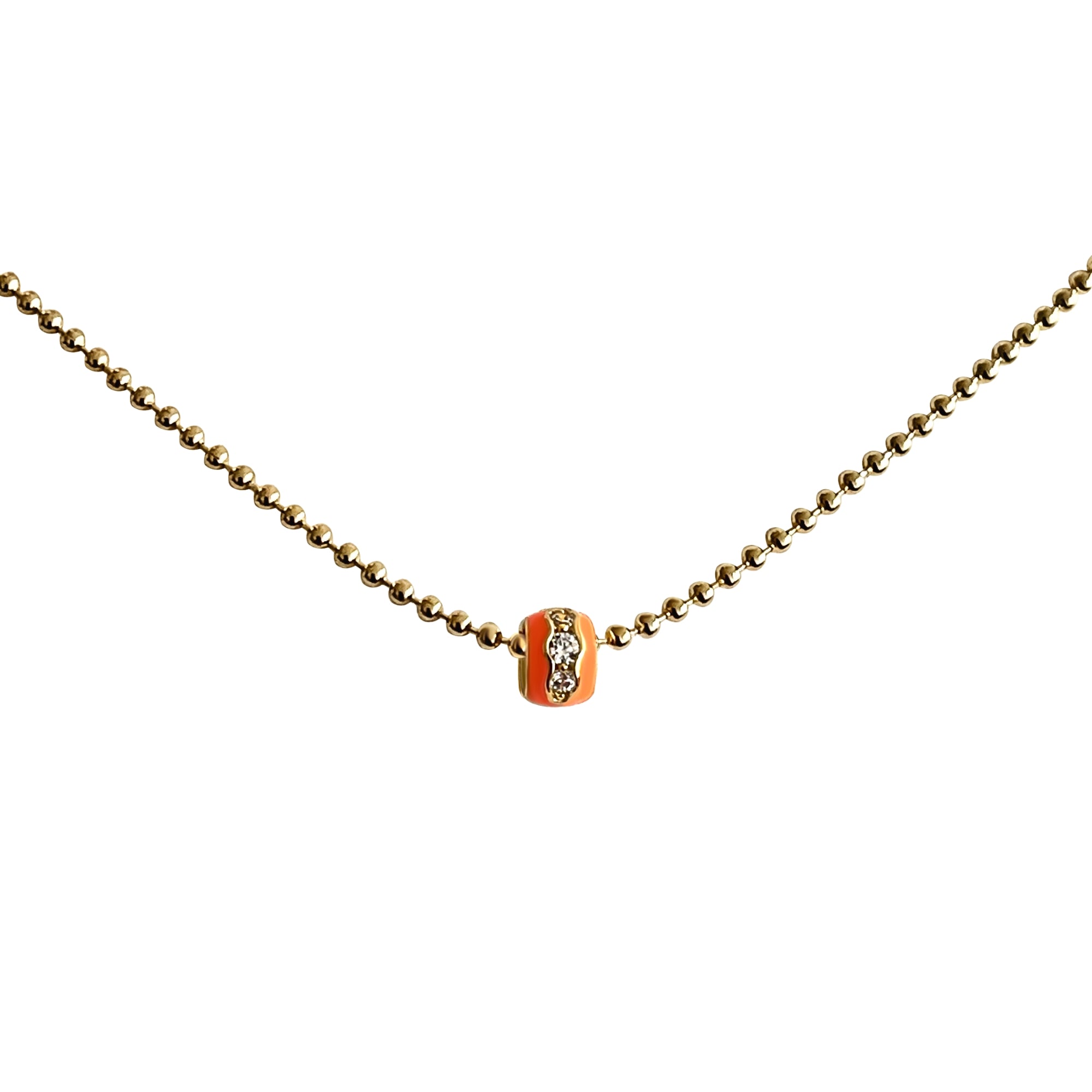 925 Silber Halskette orange Emaille