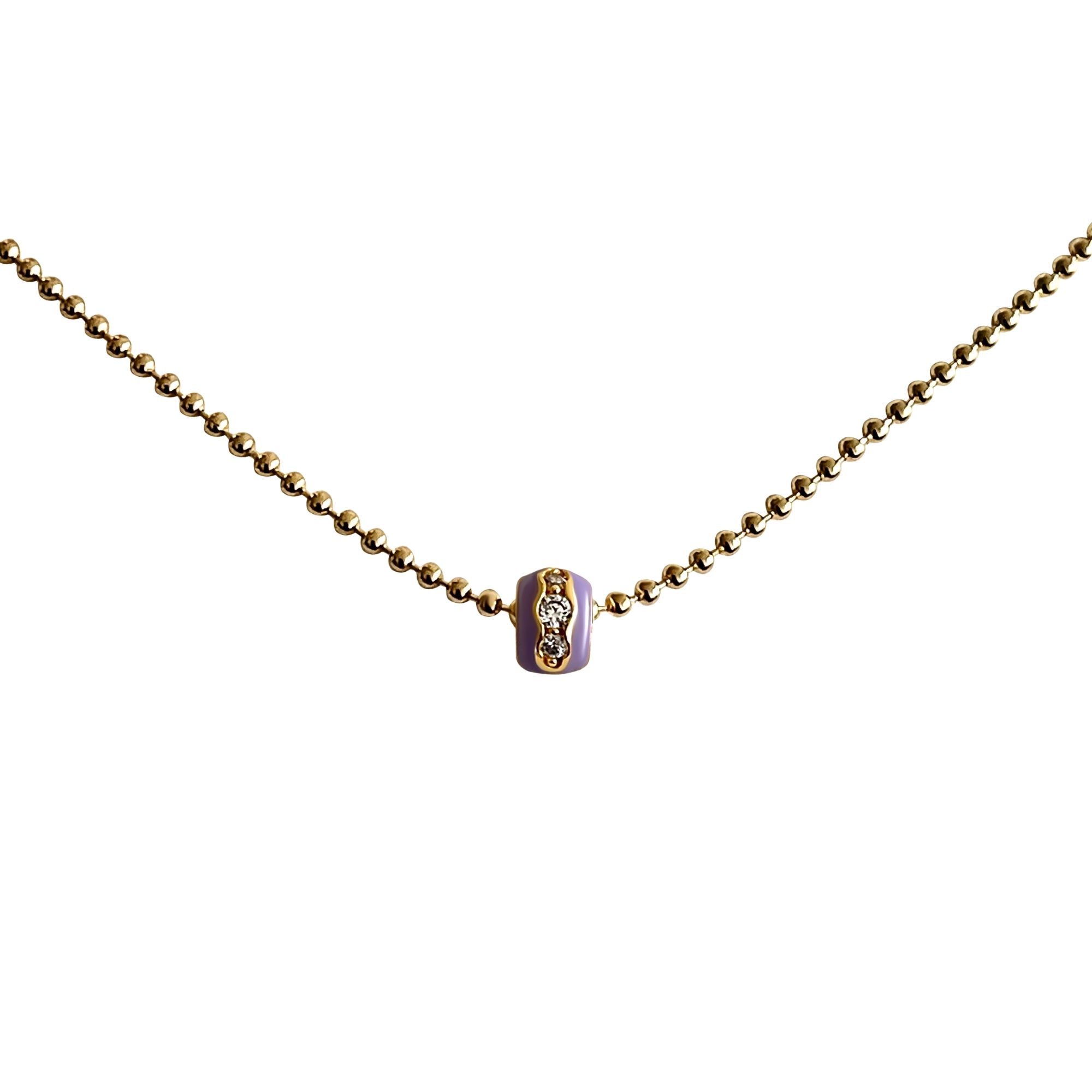 925 Silber Halskette violett Emaille