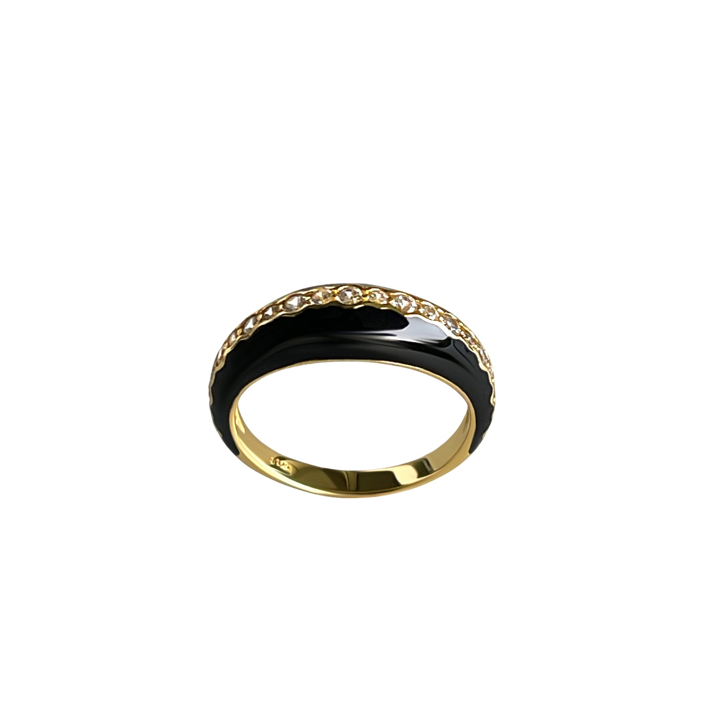 925 Ring Slim in Schwarz