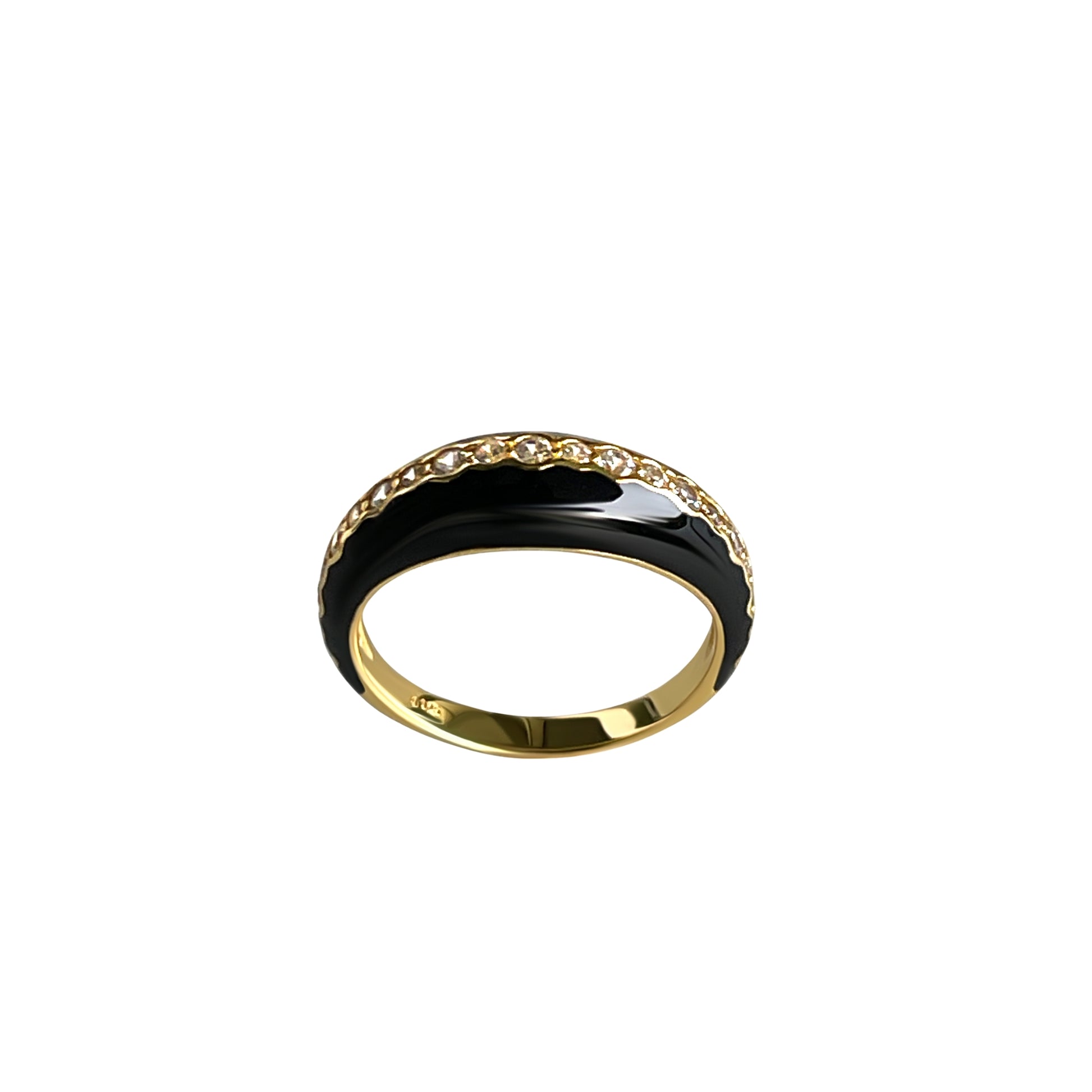 925 Ring Slim in Schwarz