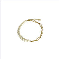 Edelstahl Armband 18K vergoldet mit natürlichen Süßwasserperlen