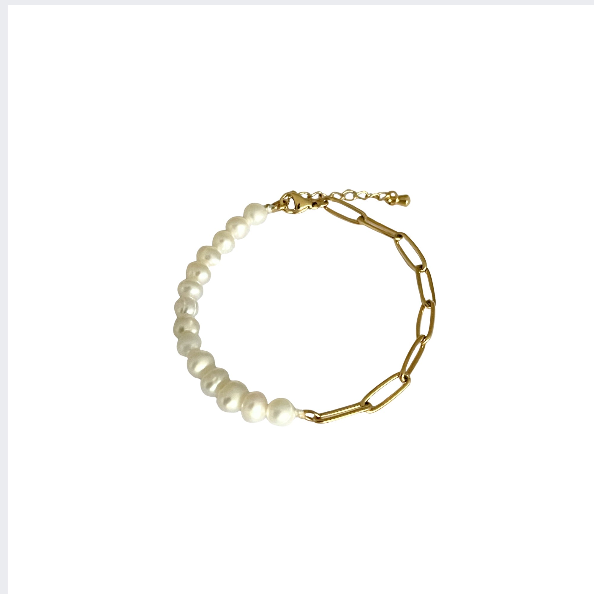 Edelstahl Armband 18K vergoldet mit natürlichen Süßwasserperlen