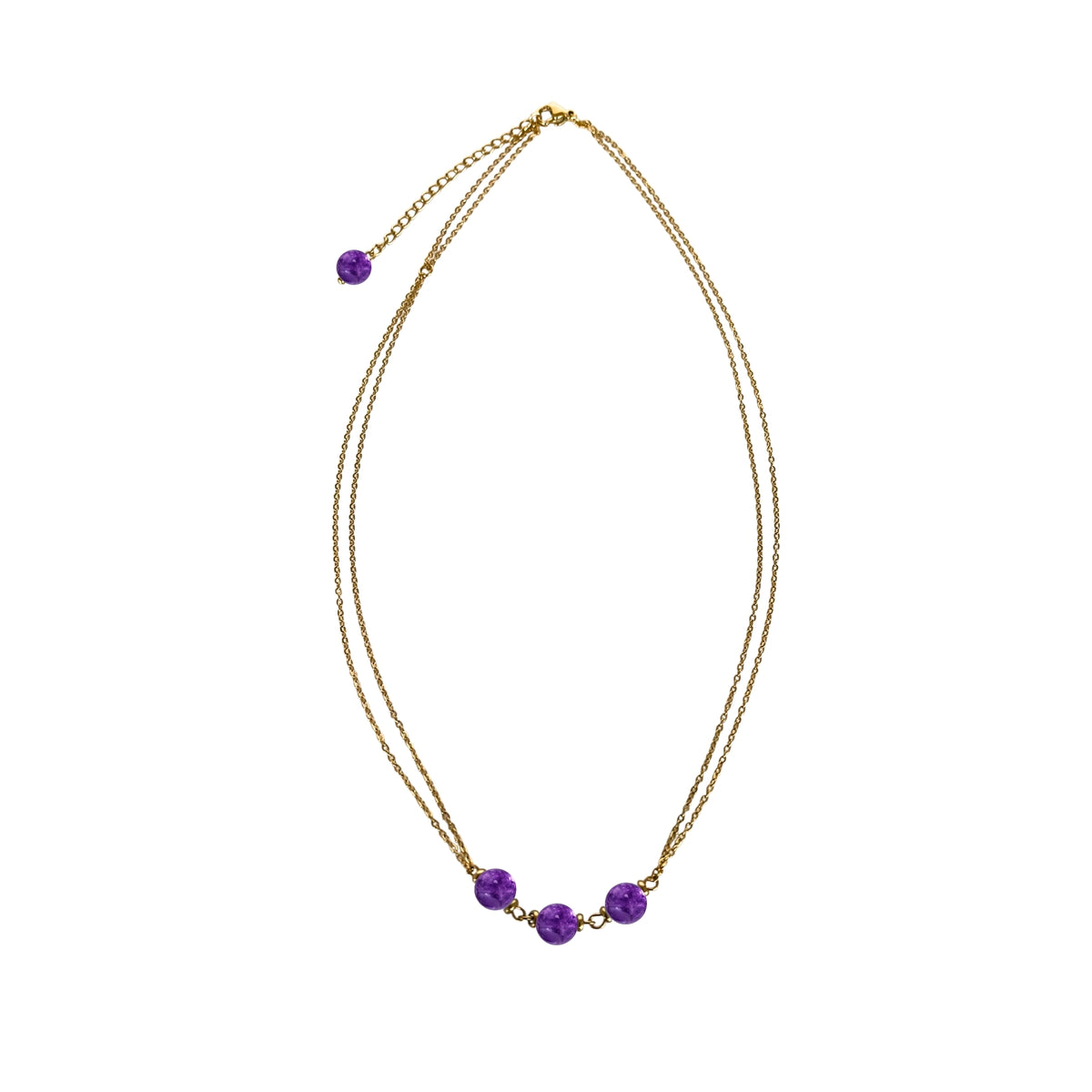 Edelstahl Halskette 18K vergoldet mit natürlichen Amethystperlen