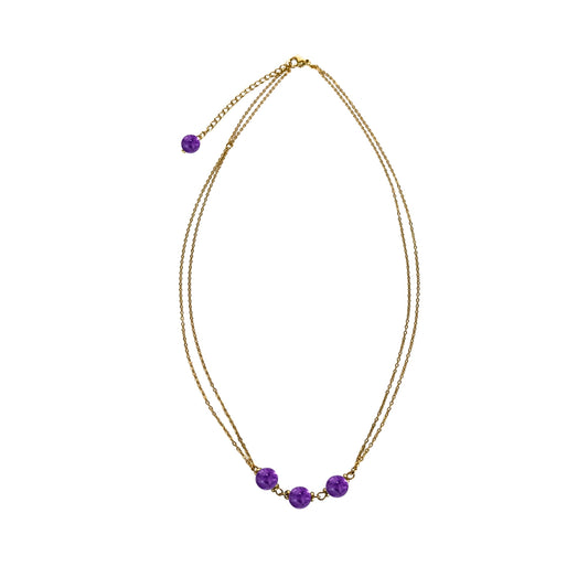 Edelstahl Halskette 18K vergoldet mit natürlichen Amethystperlen