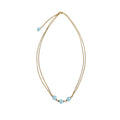 Edelstahl Halskette 18K vergoldet Aquamarin