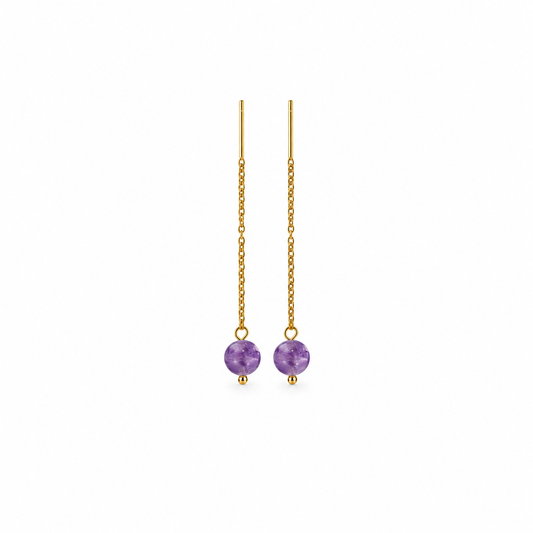 Edelstahl Ohrringe 18K vergoldet mit natürlichen Amethystperlen