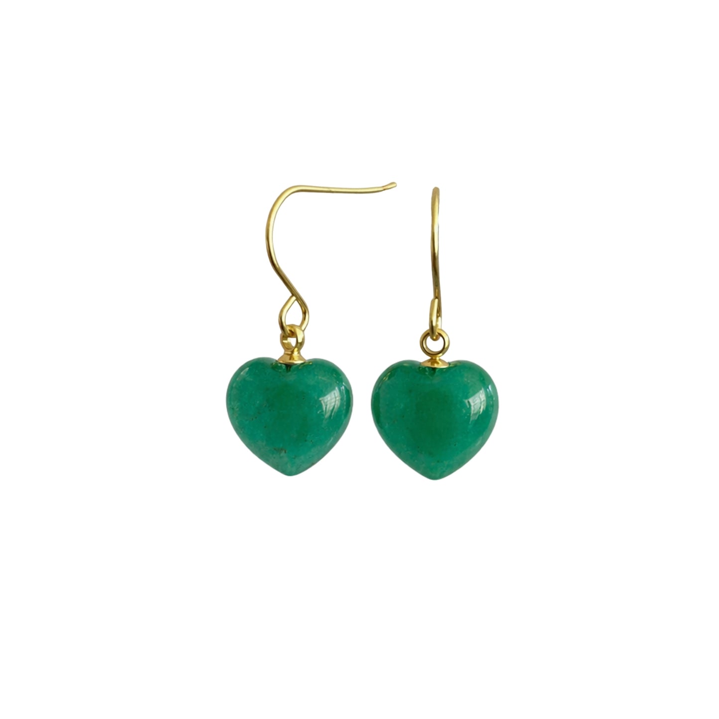 Naturstein Herz Ohrringe mit Green Jade und 18K vergoldetem Edelstahl