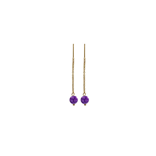 Edelstahl Ohrringe 18K vergoldet mit natürlichen Amethystperlen