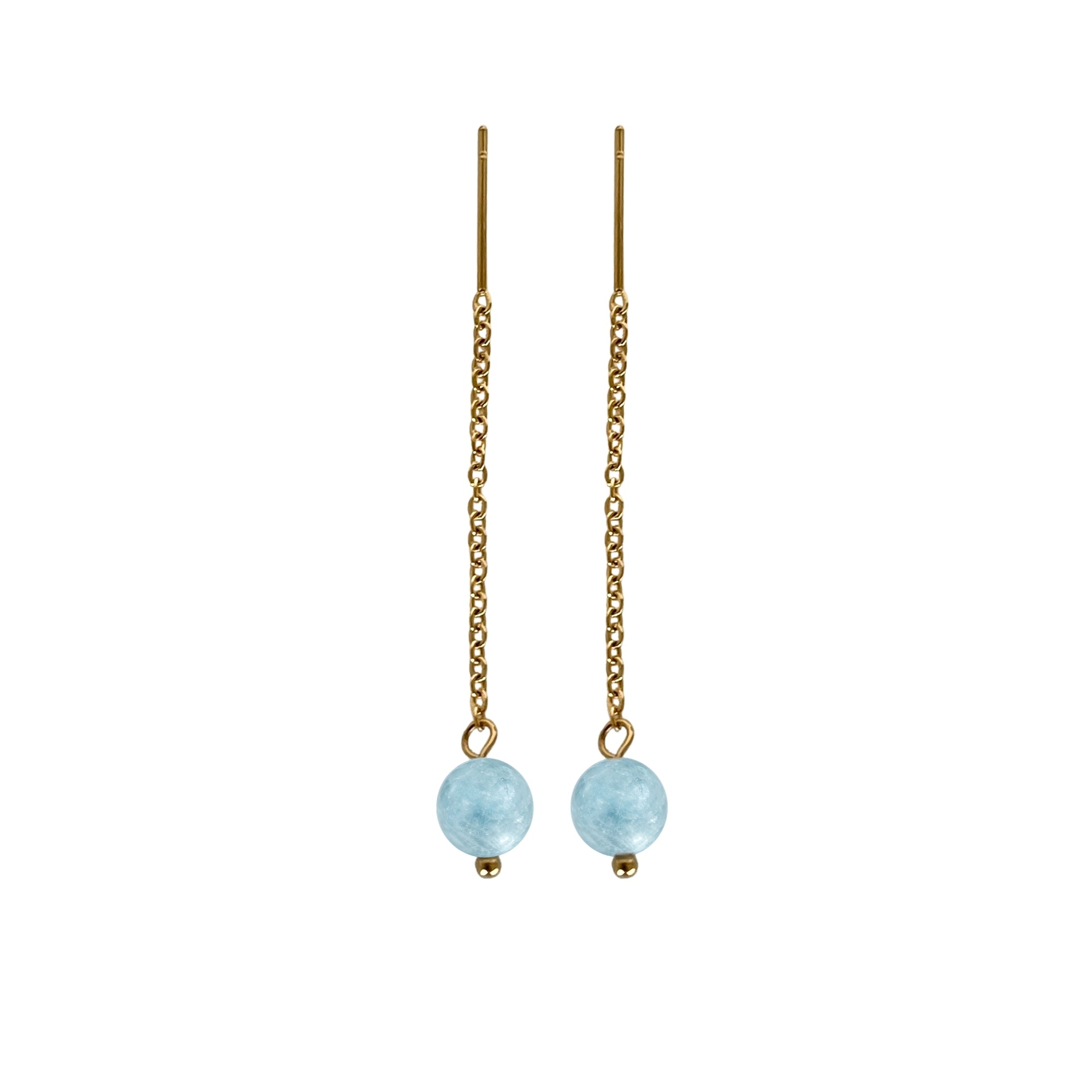 Edelstahl Ohrringe 18K vergoldet Aquamarin