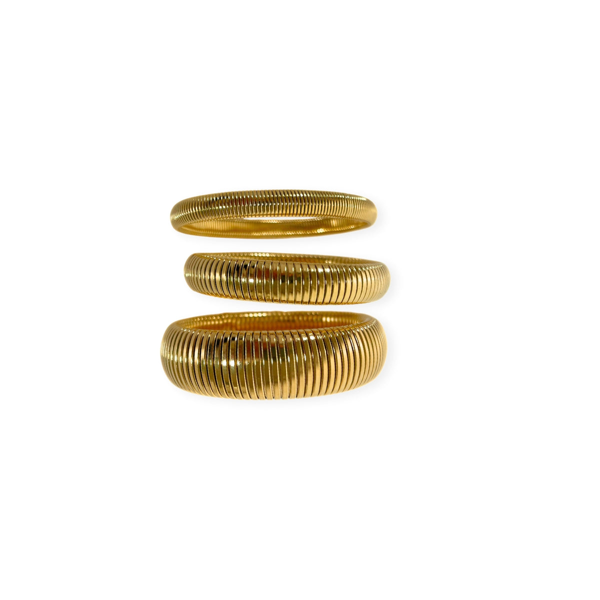 Drei goldene Armbänder Linie aus Edelstahl in 8, 12 und 20 mm
