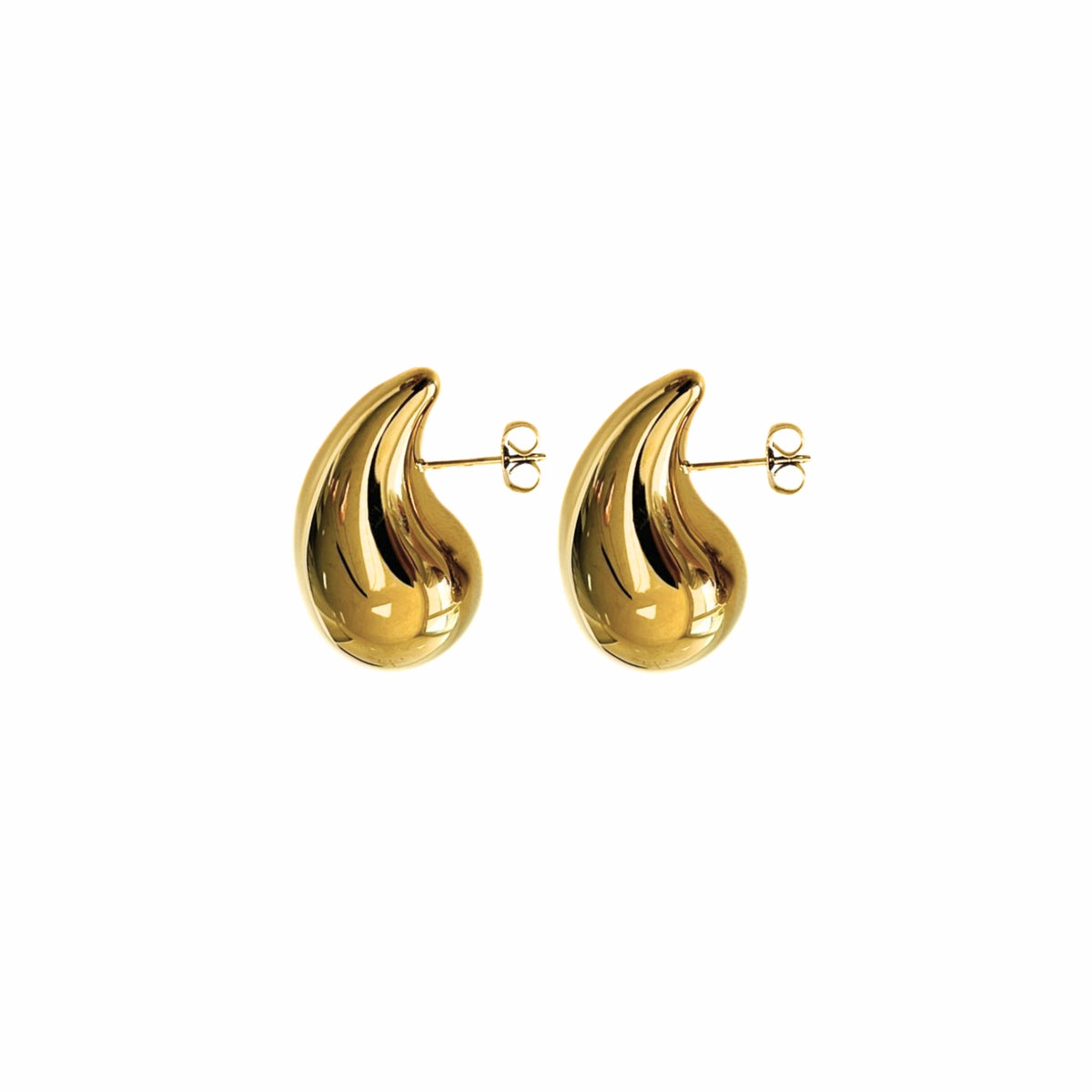 Tropfenförmige Ohrstecker aus Edelstahl in Gold, 26 x 20 mm
